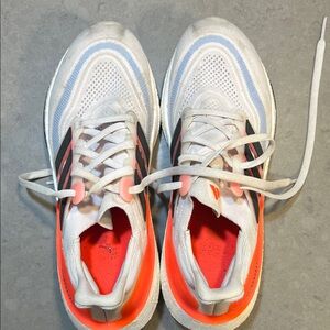 Adidas Women’s White and Neon Orange Sneakers